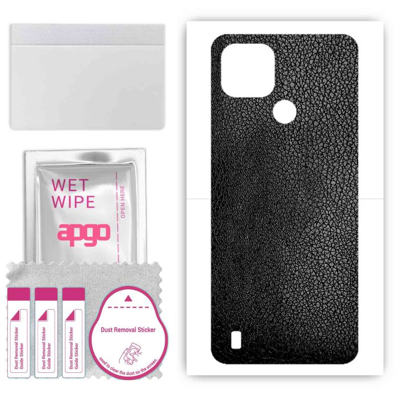 apgo Protective Skin Sticker for the back compatible with Realme C21, Wrap Film, Foil, Vinyl - Pattern Black Leather von Joom DACH