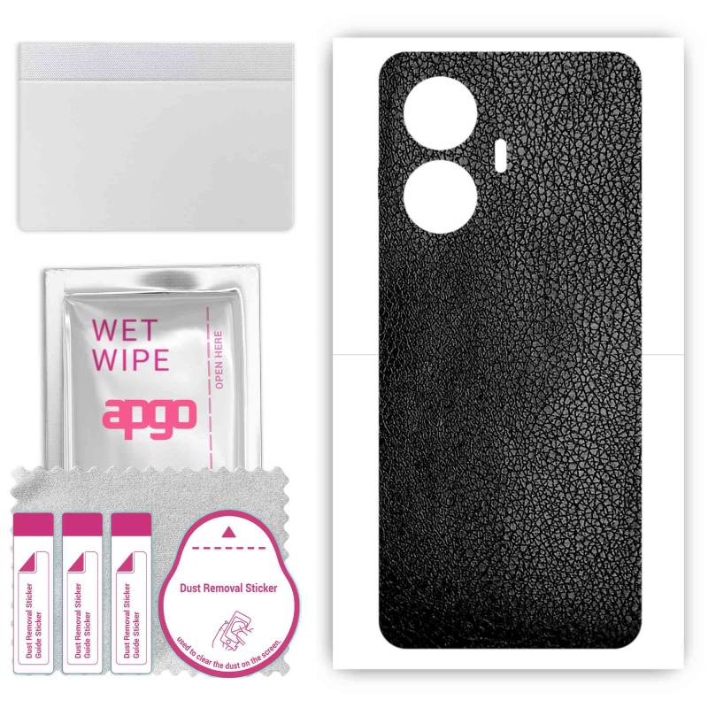 apgo Skin Sticker für die Rückseite kompatibel mit Realme C55 , Wrap Film, Folie, Vinyl - Muster Schwarzes Leder von Joom DACH