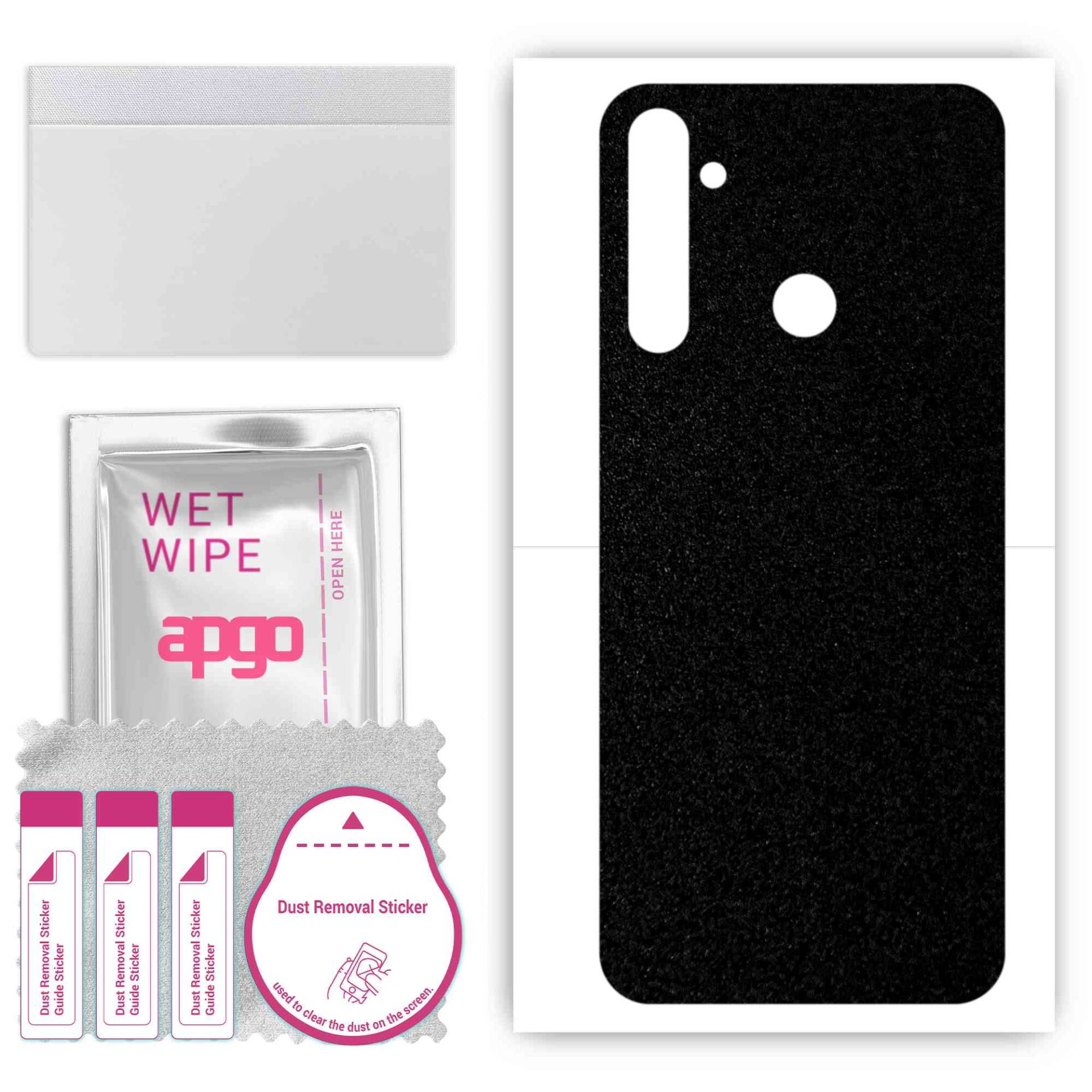 apgo Protective Skin Sticker for the back compatible with Realme Narzo 10, Wrap Film, Foil, Vinyl - Pattern Matte Black von Joom DACH