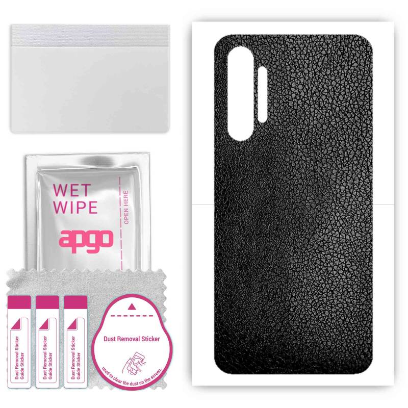 apgo Schutzfolie Skin Sticker für die Rückseite kompatibel mit Realme X2, Wrap Film, Folie, Vinyl - Muster Schwarz Leder von Joom DACH