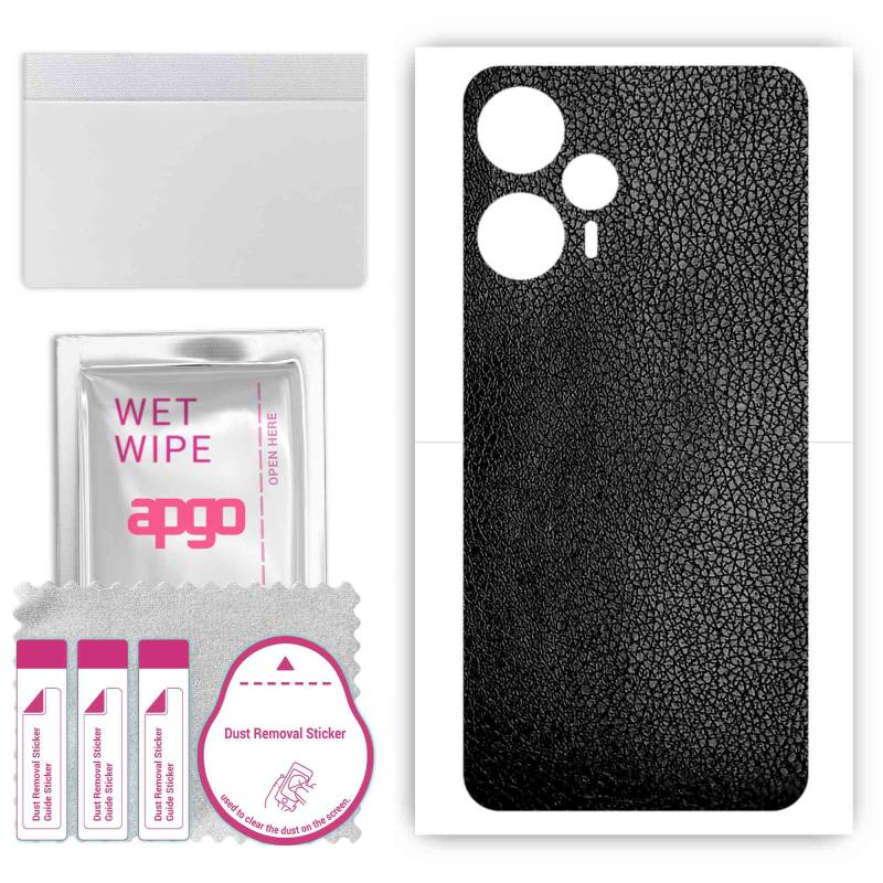 apgo Schutzfolie Skin Sticker für die Rückseite kompatibel mit Redmi Note 12 Turbo, Wrap Film, Folie, Vinyl - Muster Schwarz Leder von Joom DACH