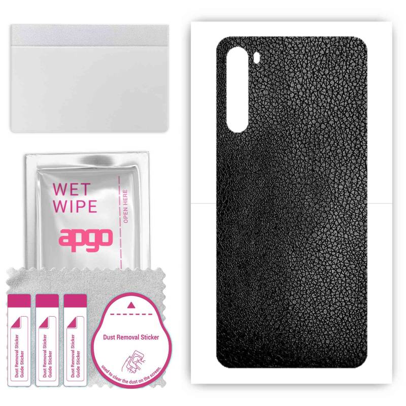 apgo Schutzhülle Skin Sticker für die Rückseite kompatibel mit Redmi Note 8 (2021), Wrap Film, Folie, Vinyl - Muster Schwarzes Leder von Joom DACH