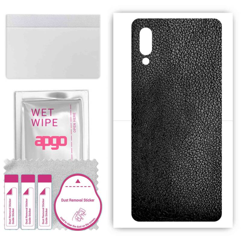 apgo Schutzfolie Skin Sticker für die Rückseite kompatibel mit Samsung Galaxy A02, Wrap Film, Folie, Vinyl - Muster Schwarz Leder von Joom DACH