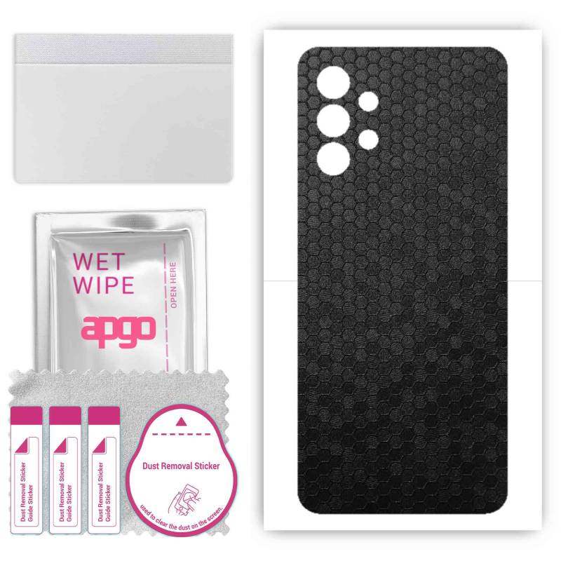 apgo Protective Skin Sticker for the back compatible with Samsung Galaxy A32 4G, Wrap Film, Foil, Vinyl - Pattern Black Honeycomb von Joom DACH