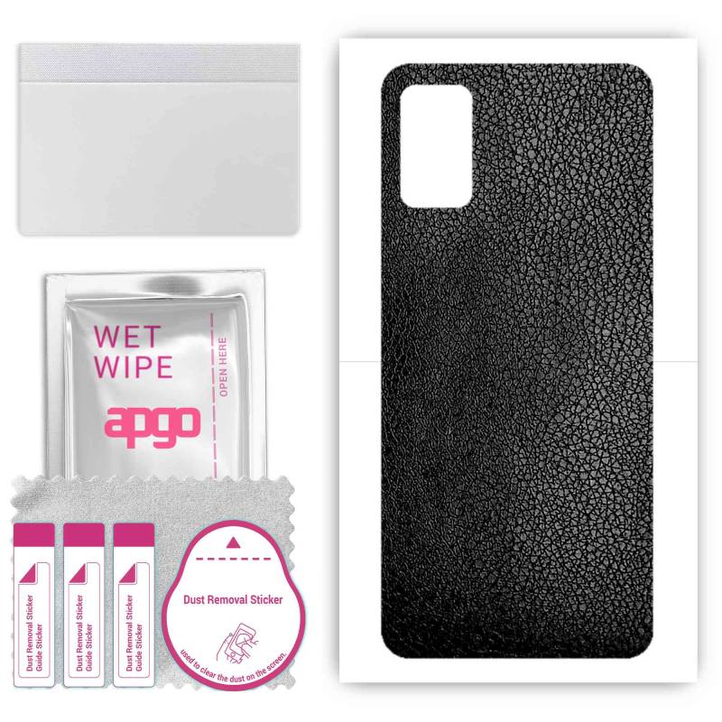 apgo Schutzfolie Skin Sticker für die Rückseite kompatibel mit Samsung Galaxy A41, Wrap Film, Folie, Vinyl - Muster Schwarz Leder von Joom DACH
