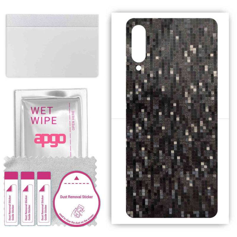apgo Protective Skin Sticker for the back compatible with Samsung Galaxy A70s, Wrap Film, Foil, Vinyl - Pattern Carbon Black Pixel von Joom DACH