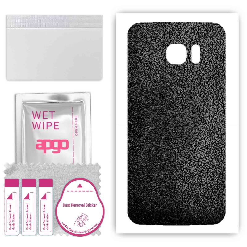 apgo Protective Skin Sticker for the back compatible with Samsung Galaxy S7 edge, Wrap Film, Foil, Vinyl - Pattern Black Leather von Joom DACH