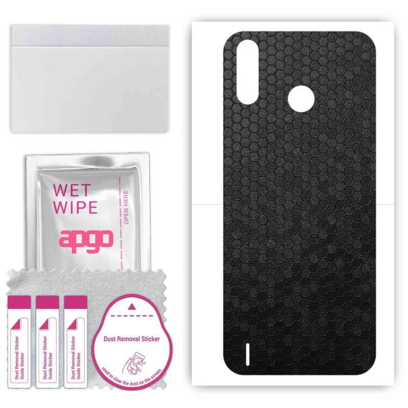 apgo Protective Skin Sticker for the back compatible with Tecno Pop 3 Plus, Wrap Film, Foil, Vinyl - Pattern Black Honeycomb von Joom DACH