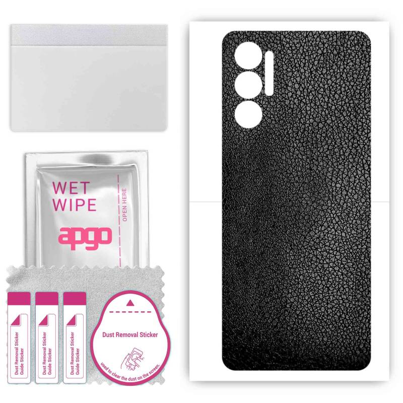 apgo Schutzfolie Skin Sticker für die Rückseite kompatibel mit Tecno Pova 4T, Wrap Film, Folie, Vinyl - Muster Schwarz Leder von Joom DACH