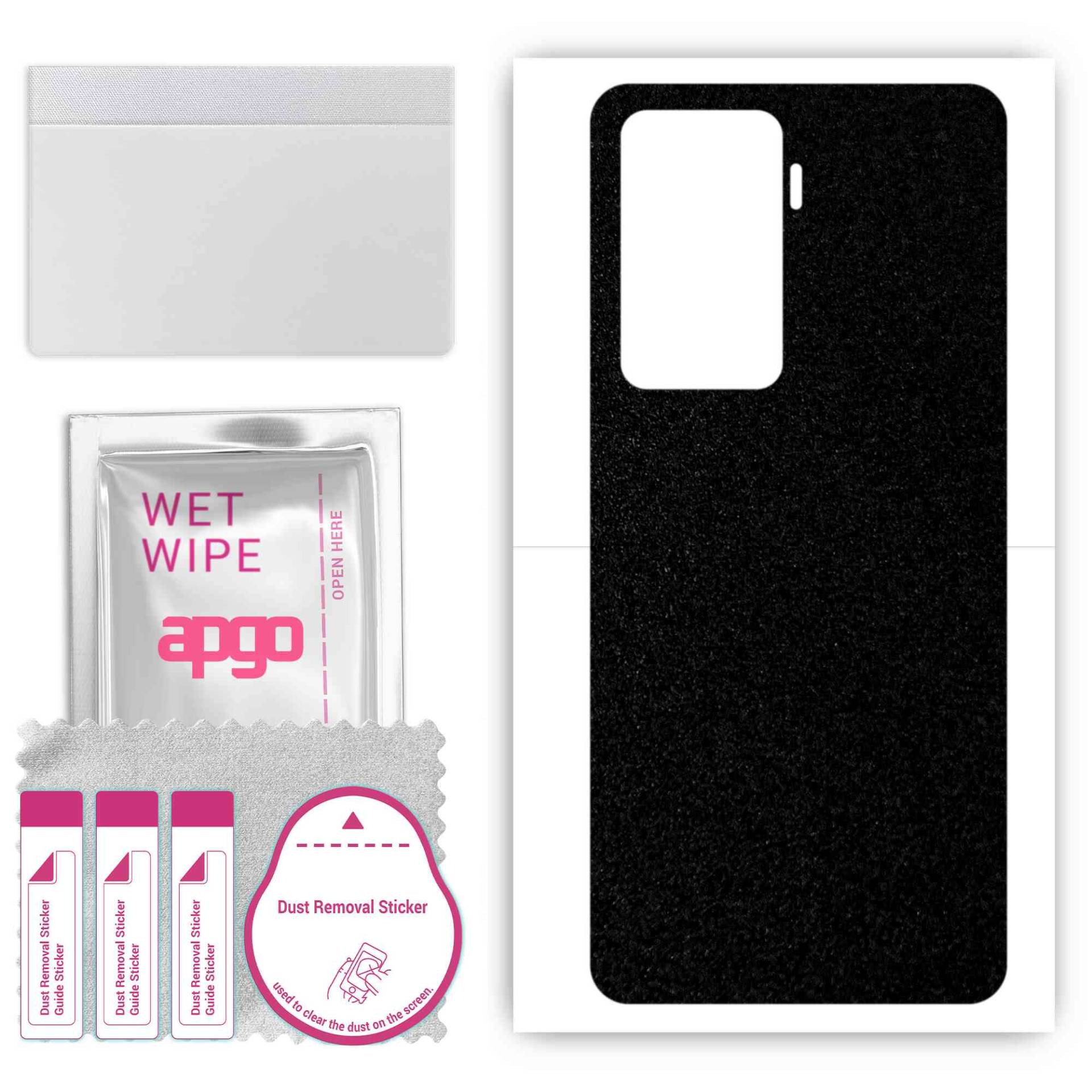 apgo Protective Skin Sticker for the back compatible with Vivo Y77 V2219A, Wrap Film, Foil, Vinyl - Pattern Matte Black von Joom DACH
