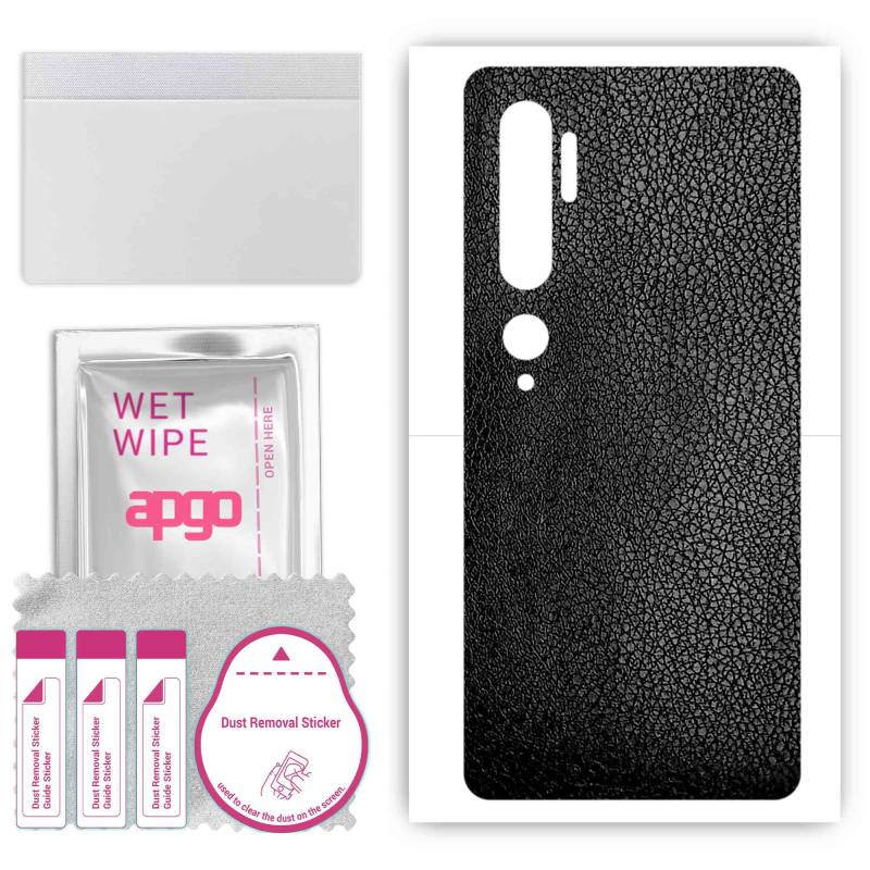 apgo Schutzfolie Skin Sticker für die Rückseite kompatibel mit Xiaomi Mi CC9 Pro, Wrap Film, Folie, Vinyl - Muster Schwarz Leder von Joom DACH