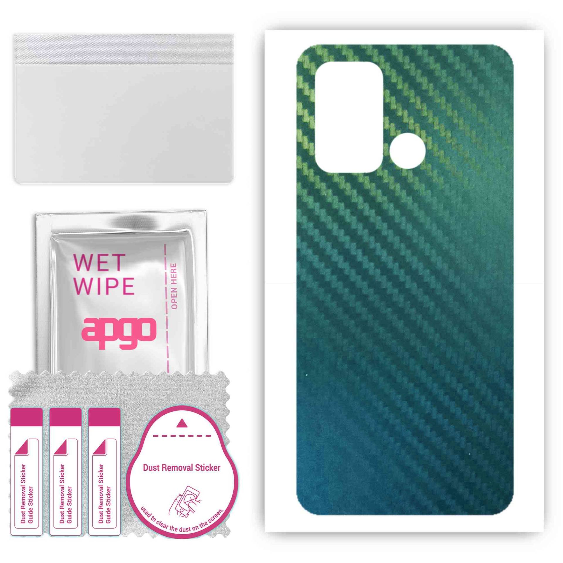 apgo Protective Skin Sticker for the back compatible with ZTE Blade A53 Plus, Wrap Film, Foil, Vinyl - Pattern Carbon Chameleon CAKA1 von Joom DACH