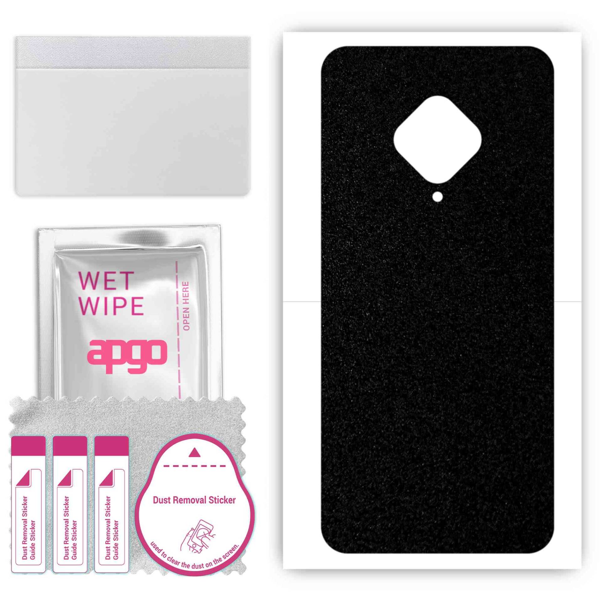 apgo Protective Skin Sticker for the back compatible with vivo S5, Wrap Film, Foil, Vinyl - Pattern Matte Black von Joom DACH