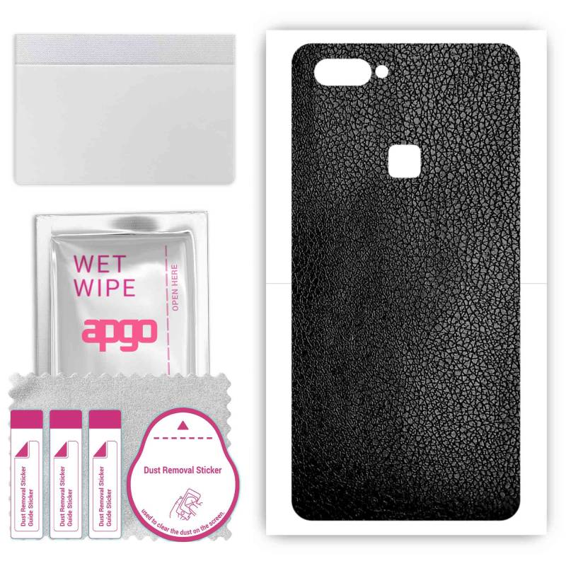 apgo Protective Skin Sticker for the back compatible with vivo X20 Plus, Wrap Film, Foil, Vinyl - Pattern Black Leather von Joom DACH