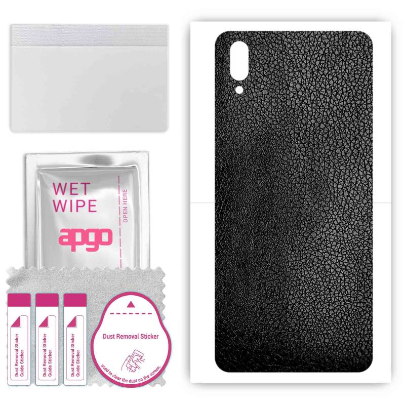 apgo Protective Skin Sticker for the back compatible with vivo Y97, Wrap Film, Foil, Vinyl - Pattern Black Leather von Joom DACH