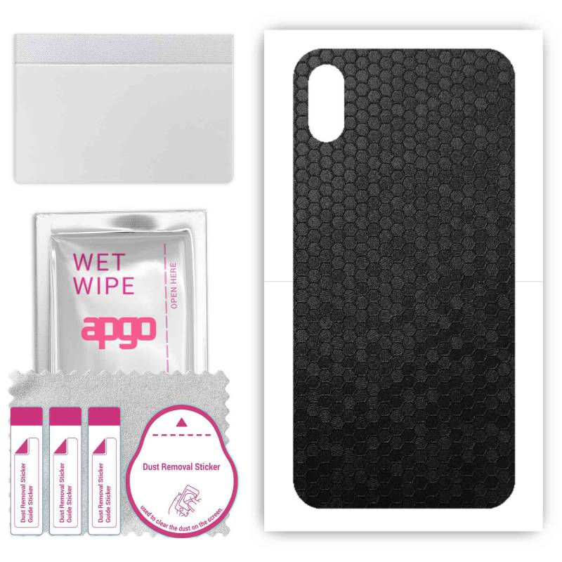 apgo Schutz Skin Sticker für die Rückseite kompatibel mit Apple iPhone XS, Wrap Film, Folie, Vinyl - Muster Schwarze Waben apgo Schutz Skin Sticker für die Rückseite kompatibel mit Apple iPhone XS, Wrap Film, Folie, Vinyl - Muster Schwarze Waben von Joom DACH