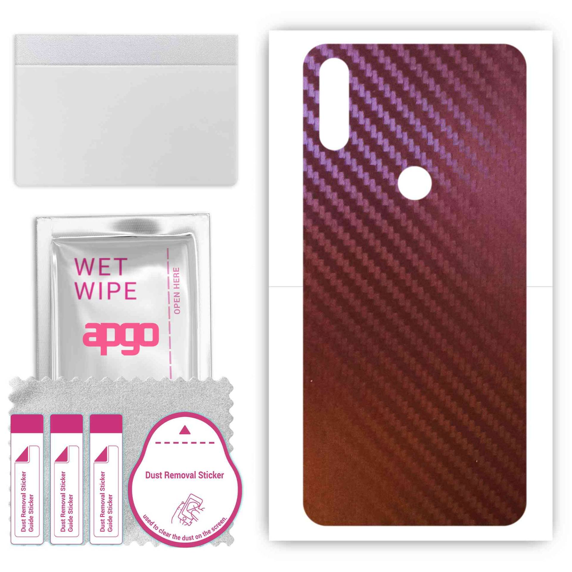 apgo Skin Sticker Folie Vinyl für die RÜCKSEITE kompatibel mit Asus Zenfone Max Plus (M2) ZB634KL, kratzfest, einfach zu installieren - Carbon Chamele von Joom DACH