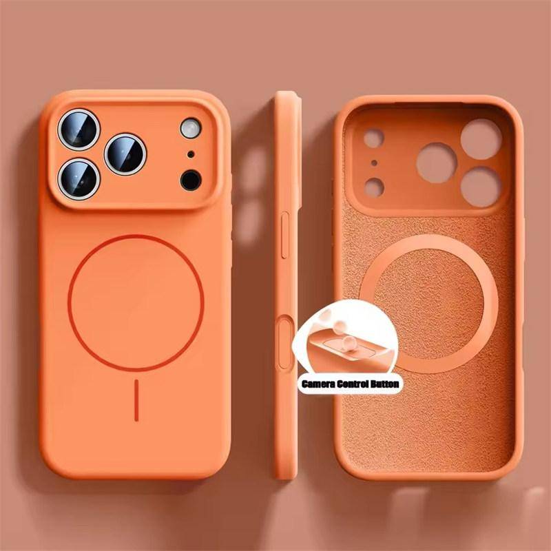 für iPhone 17 ProMax Flüssig-Hautgefühl Magsafe Hülle Für 13 14 15 16 Pro Max Plus 17Pro Air Magnetisches Laden Komfort Touch Hülle iPhone 16 orange von Joom DACH