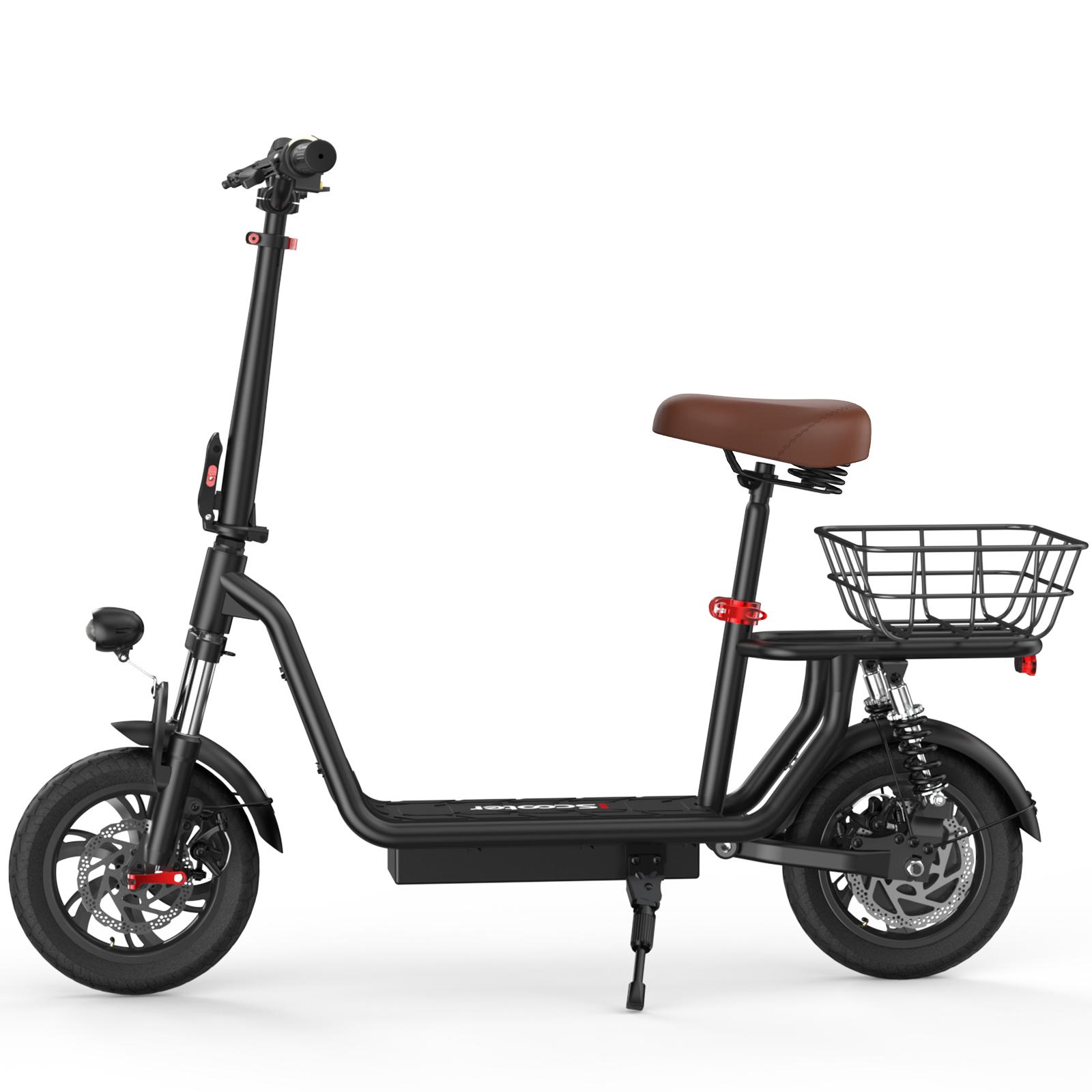 iScooter i12 City Commuting Elektroroller 500W Motor 36V7.5Ah Akku 12 Zoll Straßenreifen E-Scooter Outdoor Fahren EScooter Mit Hinterkorb schwarz von Joom DACH
