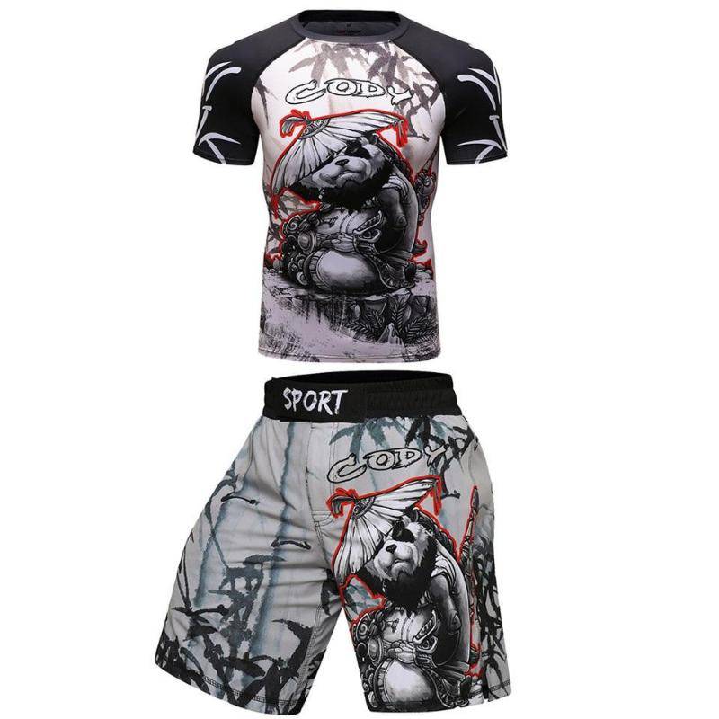jiu jitsu Rashguard Herren T-Shirts Hosen mma Shorts bjj Boxen Kickboxen Trikots Rashguard Fitnessstudio Kleidung mma Boxen T-Shirt Set 2XL von Joom DACH