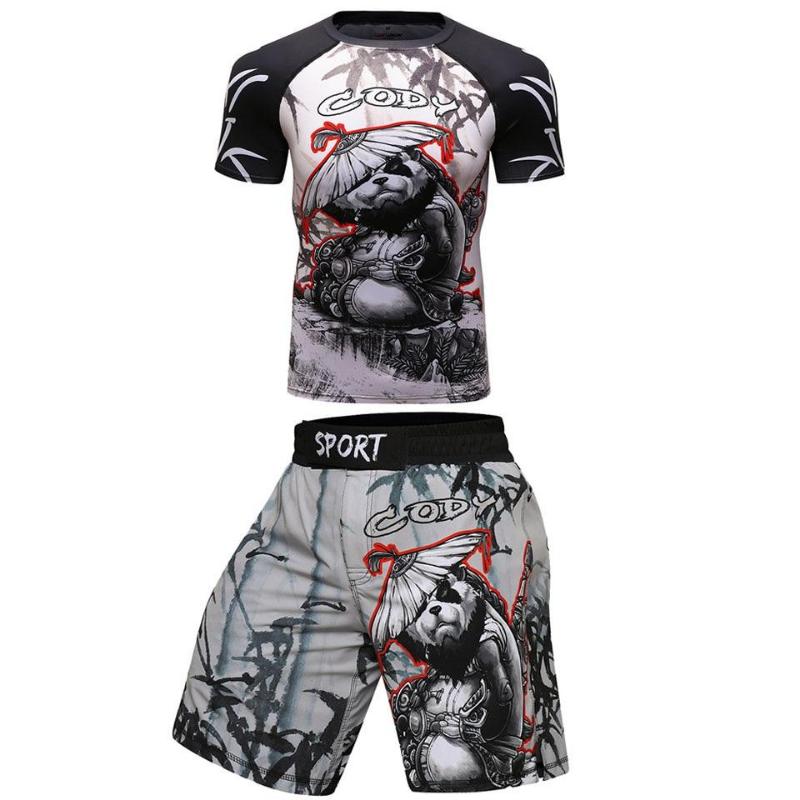 jiu jitsu Rashguard Herren T-Shirts Hosen mma Shorts bjj Boxen Kickboxen Trikots Rashguard Fitnessstudio Kleidung mma Boxen T-Shirt Set S von Joom DACH