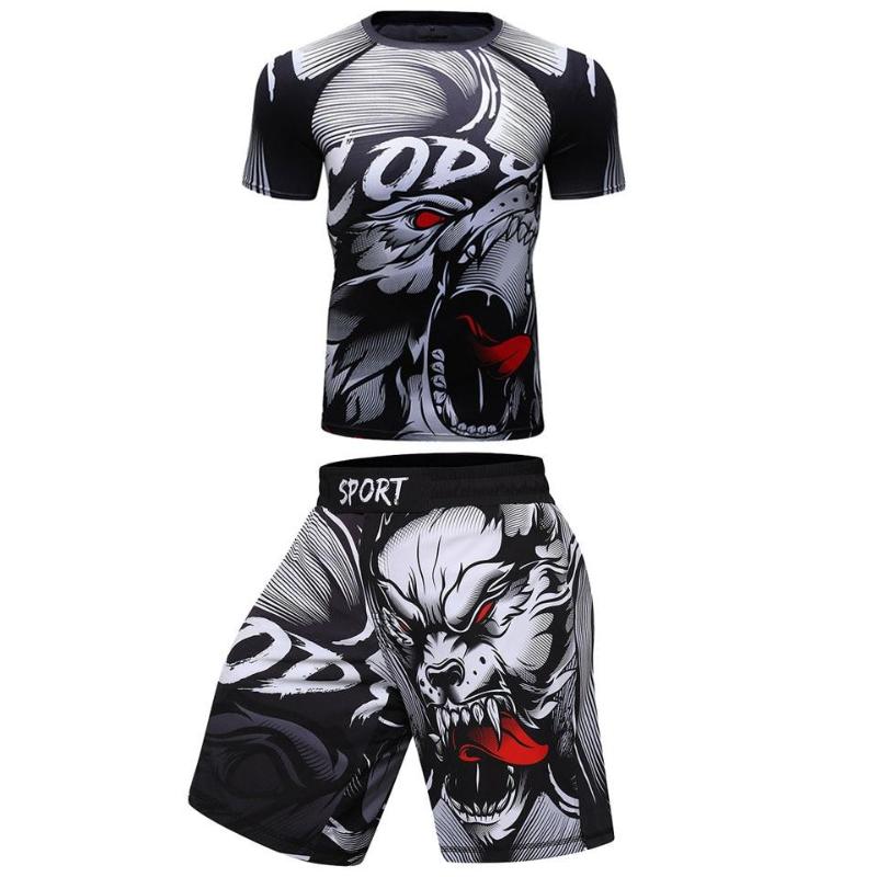 jiu jitsu Rashguard Herren T-Shirts Hosen mma Shorts bjj Boxen Kickboxen Trikots Rashguard Fitnessstudio Kleidung mma Boxen T-Shirt Set XS von Joom DACH