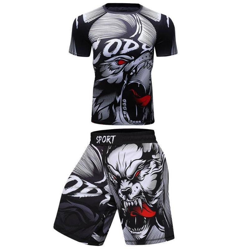 jiu jitsu Rashguard Herren T-Shirts Hosen mma Shorts bjj Boxen Kickboxen Trikots Rashguard Fitnessstudio Kleidung mma Boxen T-Shirt Set XXS von Joom DACH