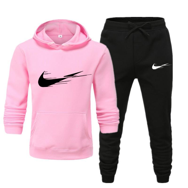 khaki Herren/Damen Sportbekleidung Sets Frühling Herbst Marke Kapuzenpullover Lässiger Trainingsanzug Herren 2-teilig Hoodies + Hosen Herrenbekleidung L rosa von Joom DACH