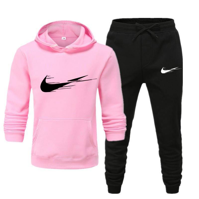 khaki Herren/Damen Sportbekleidung Sets Frühling Herbst Marke Kapuzenpullover Lässiger Trainingsanzug Herren 2-teilig Hoodies + Hosen Herrenbekleidung L rosa von Joom DACH