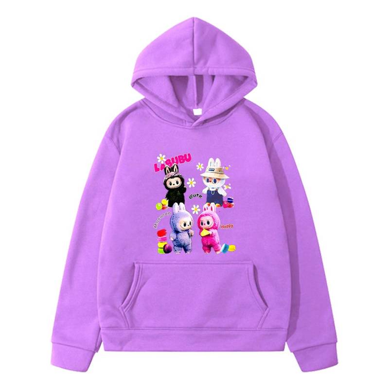 labubu Herbst-Print Kawaii Hoodies Fleece-Sweatshirt Cartoon-Pullover Jungen Anime-Hoodie-Jacke Y2K Sudaderas Kinderkleidung Mädchen 150 violett von Joom DACH
