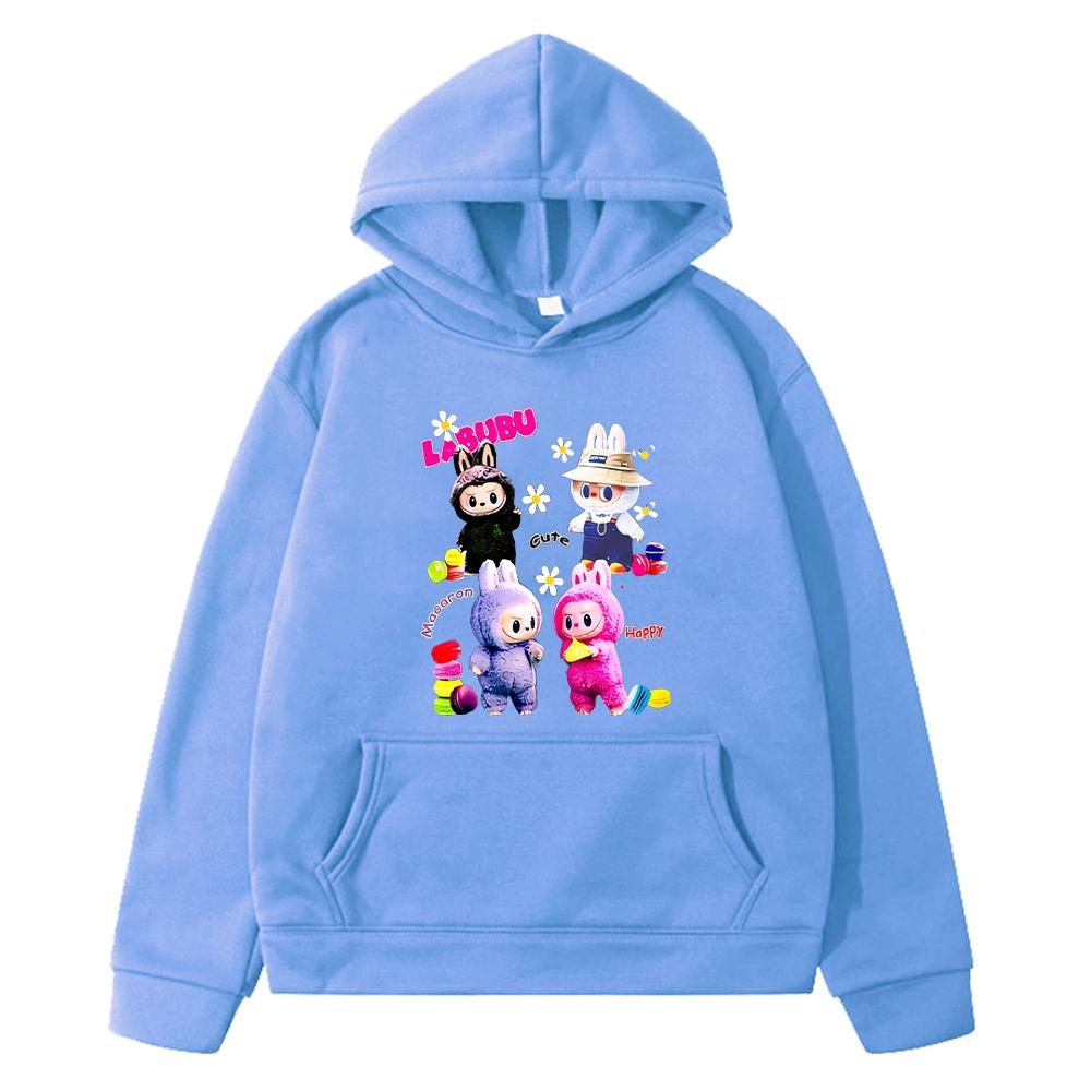 labubu Herbst-Print Kawaii Hoodies Fleece-Sweatshirt Cartoon-Pullover Jungen Anime-Hoodie-Jacke Y2K Sudaderas Kinderkleidung Mädchen 160 hellblaue von Joom DACH