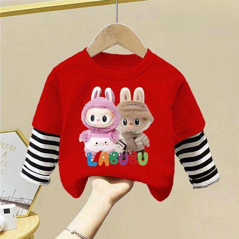 Serie Sommer Reine Baumwolle Langarm Rundhals T-Shirts für Jungen und Mädchen 130 von Joom DACH