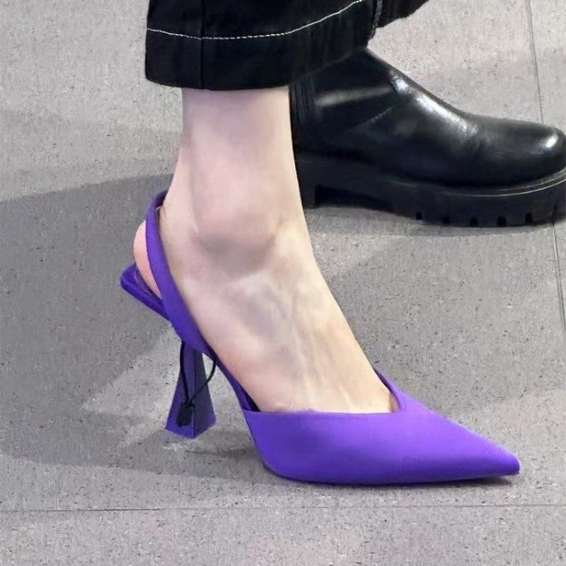 neue High Heel Sandalen Damenschuhe Mode Pumps Spitzschuh Hohe Absätze Flache Damen Sandalen Schuhe für Frauen 39 violett von Joom DACH