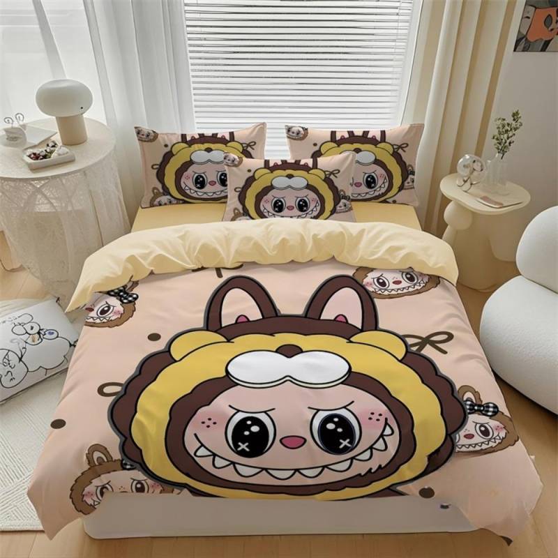 Niedliches Bubu Bettwäsche 2/3-teiliges Schlafzimmer-Set, Kindergeschenk Jugendliche Erwachsene Mikrofaser Doppelbett Bettbezug mit Reißverschluss Raumdeko 135x200cm von Joom DACH