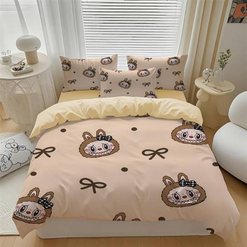 Niedliches Bubu Bettwäsche 2/3-teiliges Schlafzimmer-Set, Kindergeschenk Jugendliche Erwachsene Mikrofaser Doppelbett Bettbezug mit Reißverschluss Raumdeko 200x230cm von Joom DACH