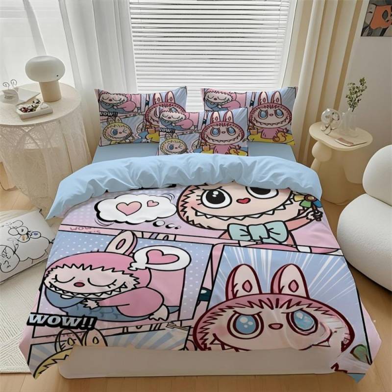 Niedliches Bubu Bettwäsche 2/3-teiliges Schlafzimmer-Set, Kindergeschenk Jugendliche Erwachsene Mikrofaser Doppelbett Bettbezug mit Reißverschluss Raumdeko 90x200cm von Joom DACH