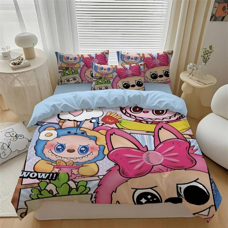 Niedliches Bubu Bettwäsche 2/3-teiliges Schlafzimmer-Set, Kindergeschenk Jugendliche Erwachsene Mikrofaser Doppelbett Bettbezug mit Reißverschluss Raumdeko 90x200cm von Joom DACH