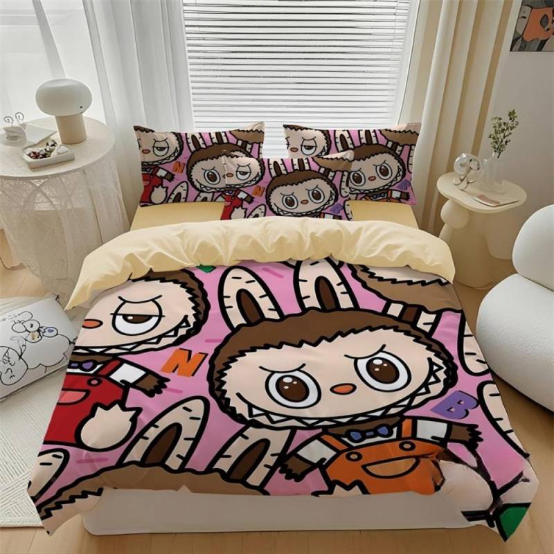 Niedliches Bubu Bettwäsche 2/3-teiliges Schlafzimmer-Set, Kindergeschenk Jugendliche Erwachsene Mikrofaser Doppelbett Bettbezug mit Reißverschluss Raumdeko 90x200cm von Joom DACH