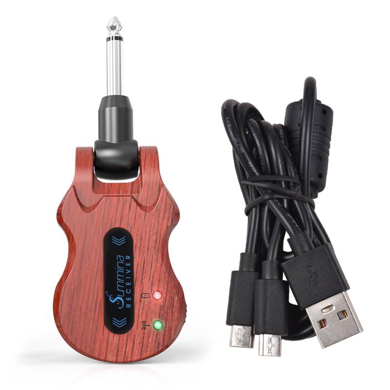summina Kabelloses Gitarrensystem, Audio-Digital-Gitarren-Sender, Empfänger, integriert, wiederaufladbar rot von Joom DACH