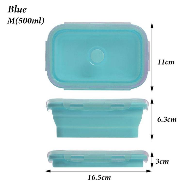 & Wohnen Haushalt Küche Faltbare Schüssel Picknick Boxen Silikon Lebensmittel Container Folding Lunchbox 500ml(M) blau von Joom DACH
