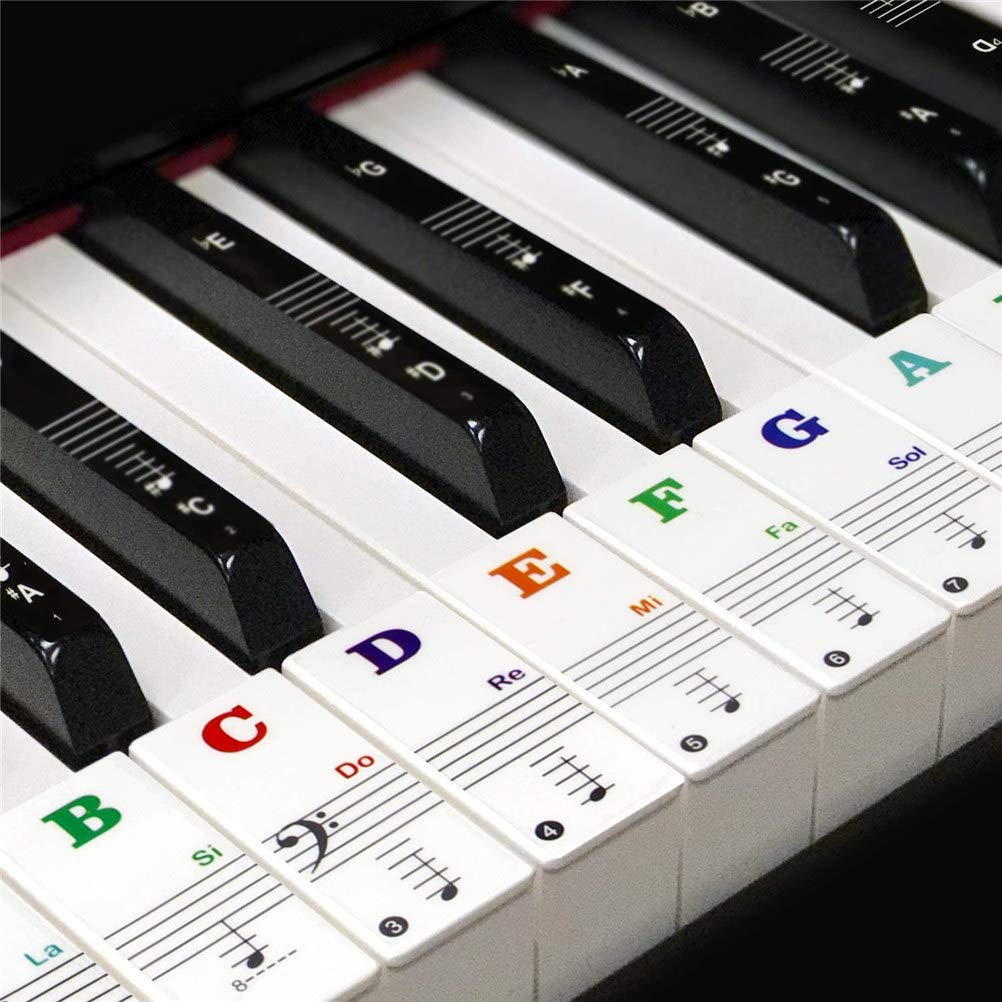 yuecheng Colorful Key Piano Keyboard Sticker Musical Note Sticker Peelable Finger Practice Guide Transparent Removable Folder 88/61/54/49 von Joom DACH