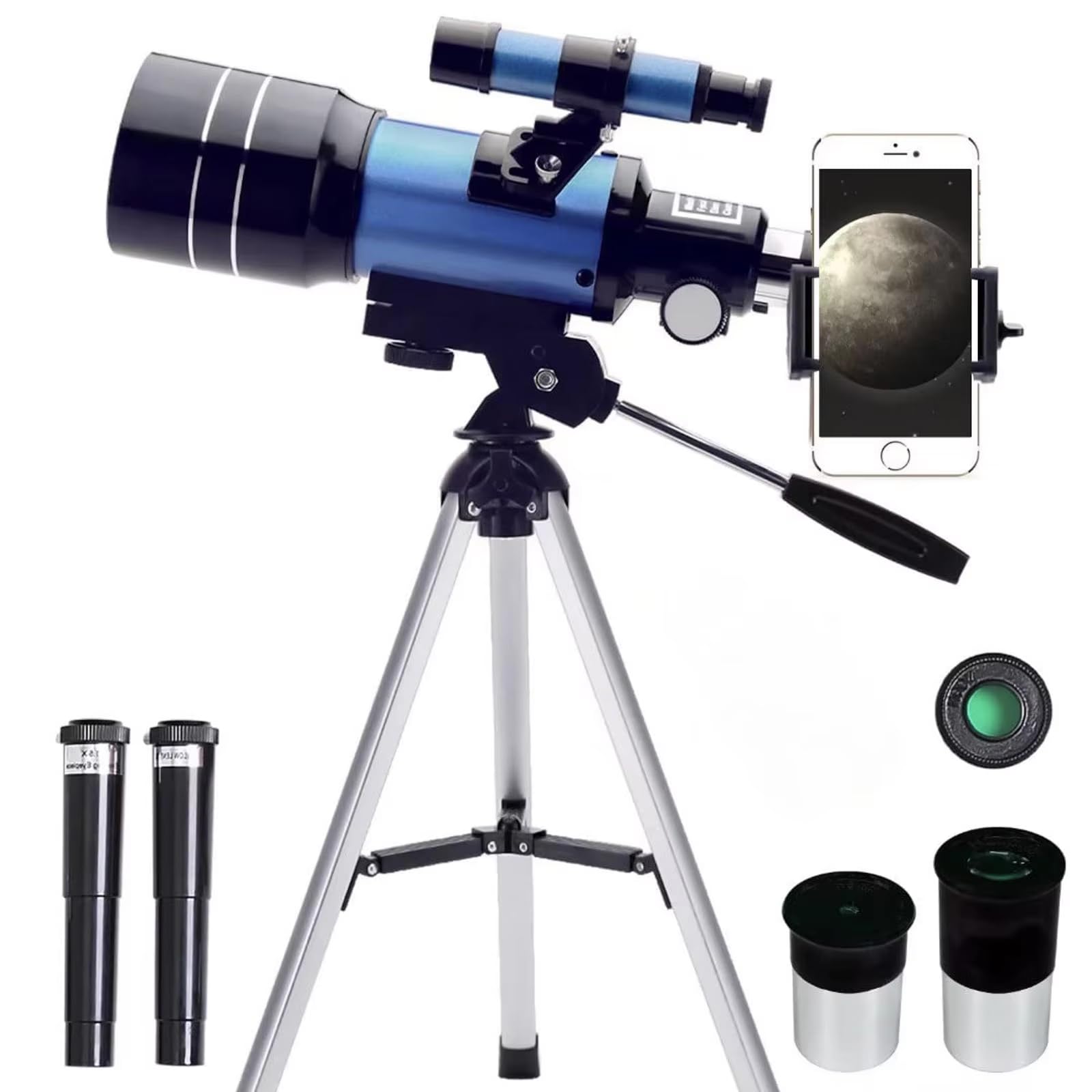 zmart Astronomisches Teleskop F30070 Monokular 150x Zoom HD Nachtsicht Mond Stern AZM70300 Sternbeobachtungsteleskop Montierung Objektiv Okular von Joom DACH