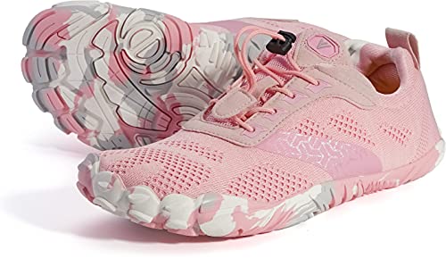 Joomra Damen Minimalistische Trail Running Barfußschuhe | Breite Zehenbox | Zero Drop, A_knit Pink, von JOOMRA