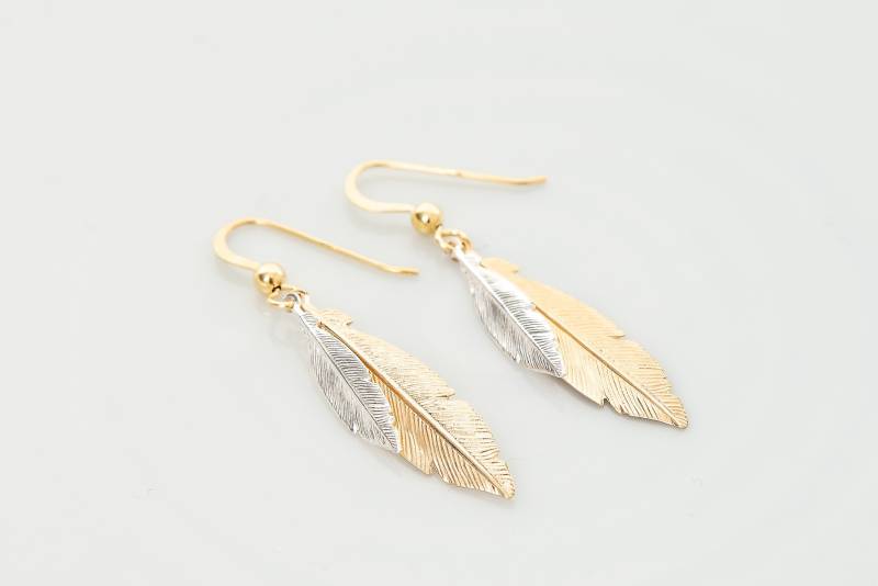 Gold Und Silber Feder Ohrringe - Boho Statement Weihnachtsgeschenk Für Frau von Joonthemoon1