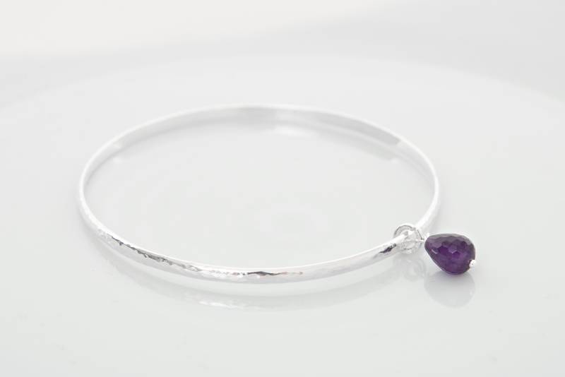 sterling Silber Armreif - Gehämmerter Amethyst Brautjungfer Geschenk von Joonthemoon1
