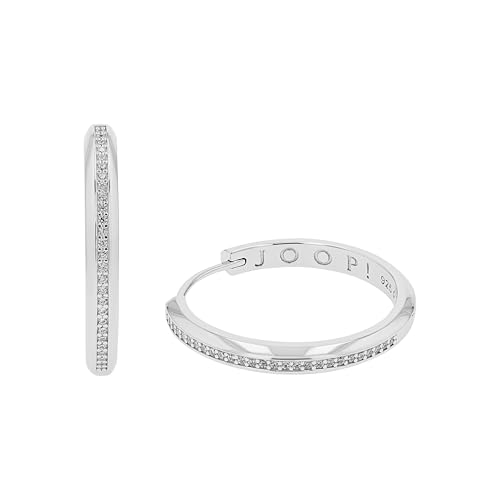 JOOP! Creolen 925 Sterling Silber Damen Ohrschmuck, mit Zirkonia synth., 2,8 cm, Weiß, Kommt in Schmuck Geschenk Box, 2039694 von Joop!