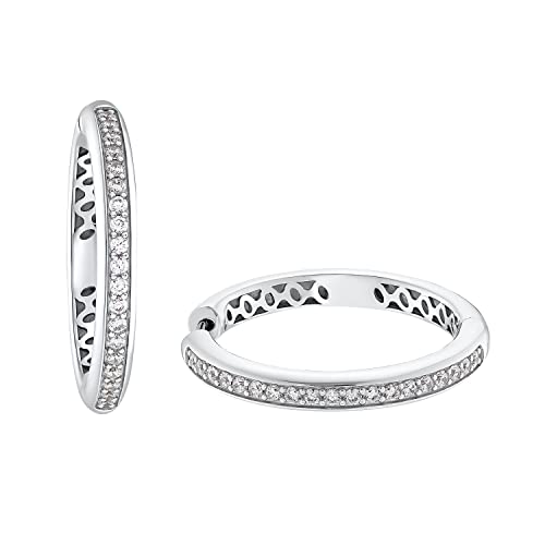 JOOP! Creolen 925 Sterling Silber Damen Ohrschmuck, mit Zirkonia synth., 3 cm, Silber, Kommt in Schmuck Geschenk Box, 2030954 von Joop!