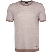 JOOP! Herren Kurzarmpullover braun Leinen Gestreift von Joop!