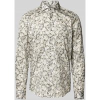 JOOP! Slim Fit Business-Hemd mit Allover-Muster in Mittelgrau Melange, Größe 42 von Joop!