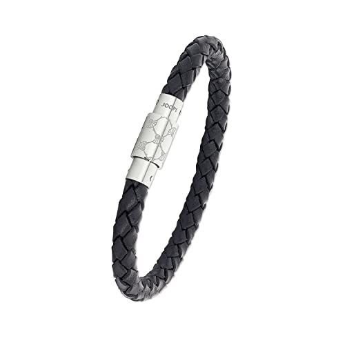 JOOP! Armband Edelstahl Leder Herren Armschmuck, 21 cm, Silber, Kommt in Schmuck Geschenk Box, 2023437 von Joop!